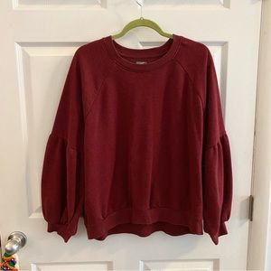 Aerie Puff Sleeve Crimson Red Pullover Sweatshirt Size XXL